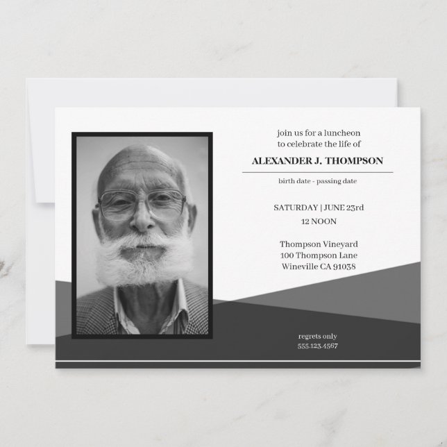 Modern svart & vit som firar livbegravningen tack kort (Framsida)