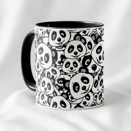 Modern svart-vit söt pandabjörnsmönster mugg