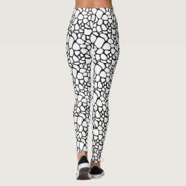 Modern svart-vit spricklad sten-design leggings