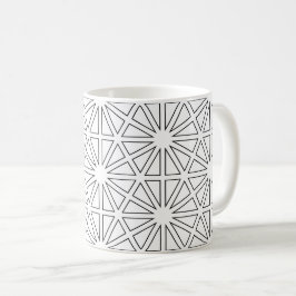 Modern svart-vit stjärnexplosionsgeometrisk mönste kaffemugg