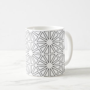 Modern svart-vit stjärnexplosionsgeometrisk mönste kaffemugg