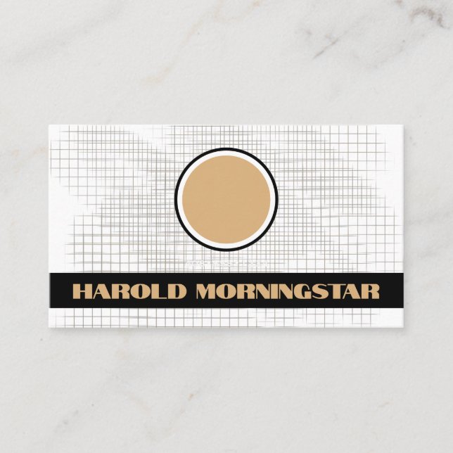 Modern svart vit stödraster med Qr och Logotyp Visitkort (Framsida)