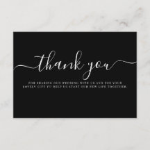 Modern svart-vit typografi Bröllop tack