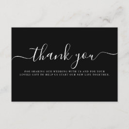 Modern svart-vit typografi Bröllop tack Tilläggskort