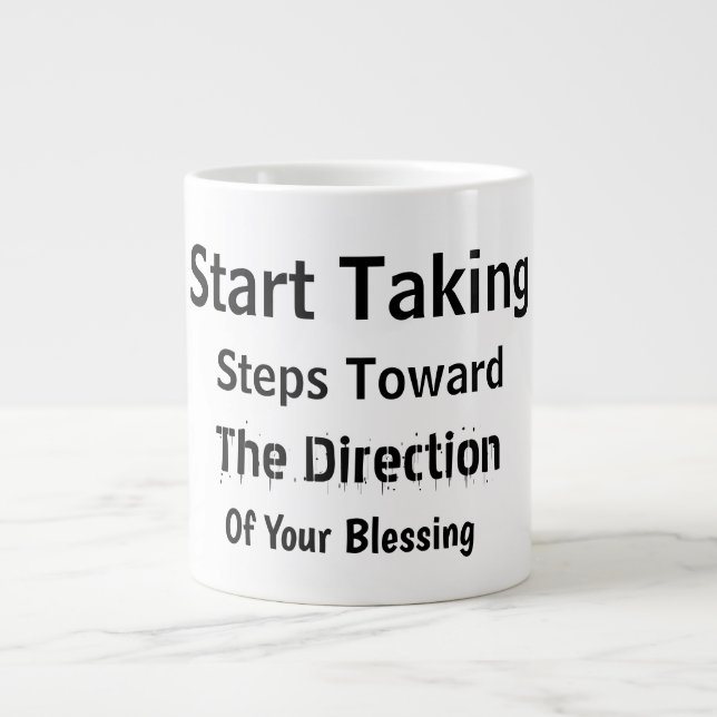 Modern svart & vit Uplifting Daglig Motivation Jumbo Mugg (Framsidan)