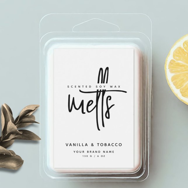 Modern svart-vit vax-melt mat etikett (Skapare uppladdad)