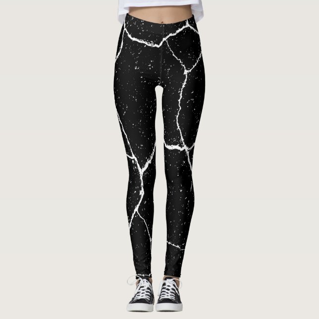 Modern svart vit yoga leggings (Framsida)