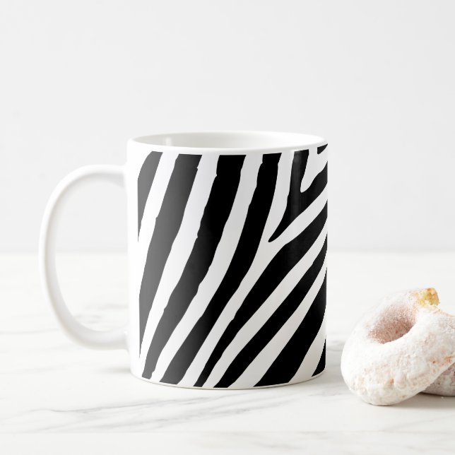 Modern svart-vit zebrarand kaffemugg (Med munk)