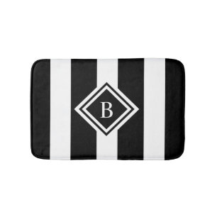 Modern svart, vitt, fasat monogram minnesskum badrumsmatta
