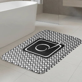 Modern Svart Vitt Länkade Ringar Monogram Badrumsmatta