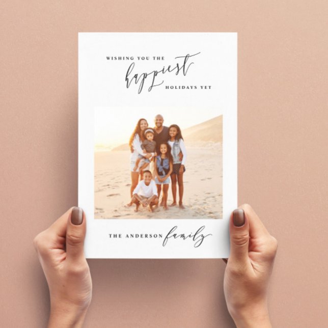 Modern svart-vitt skript 1 bild jul julkort (Skapare uppladdad)