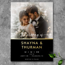 Modern svart, vitt skript, fotominimal Bröllop