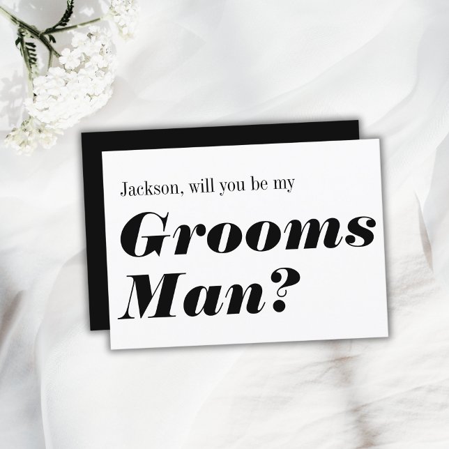 Modern Svart Vitt Vill Du Vara Min Bröllesman Inbjudningar (Modern Black White Will You Be My Groomsman Invitation
)