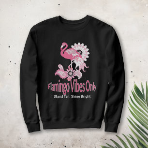 Modern Svart Whimsical Tropisk Fågel Rosa Flamingo T Shirt