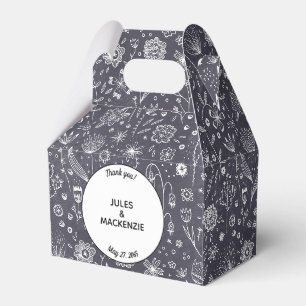 Modern Svarta och vita Blommigten Bröllop Presentaskar