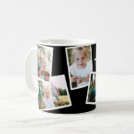 Modern svartgåva för multifotofamilj med elegant kaffemugg<br><div class="desc">Modern snyggt med flera foto-familjers hemdekoporter,  mugg-gåva med elegant. Modern svart och vitt färg kan ändras.</div>