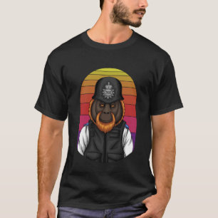 Modern svartkonsillustration av polisens apa t shirt