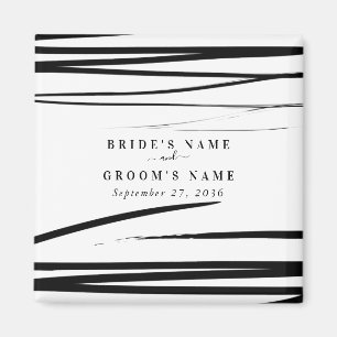 Modern svartvit Abstrakt-bröllopsförmån Magnet