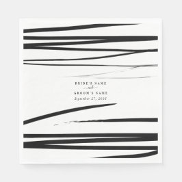 Modern svartvit Abstrakt-bröllopsförmån Pappersservett