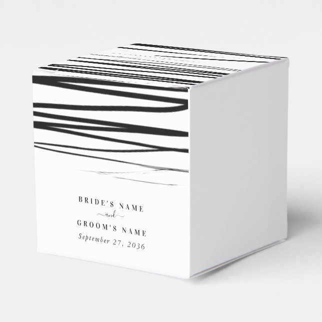 Modern svartvit Abstrakt-bröllopsförmån Presentaskar (Framsidan Sidan)