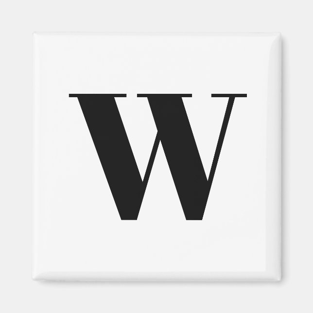 Modern svartvit anpassningsbar, första brev magnet (Framsidan)