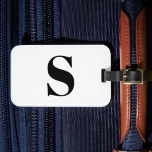 Modern svartvit anpassningsbar i monogram, första bagagebricka