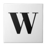 Modern svartvit anpassningsbar i monogram, första  kakelplatta<br><div class="desc">Modern svart anpassningsbar i monogram,  inledande keramiskt plattor i brev-eleganten med enkel chic.</div>