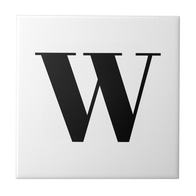 Modern svartvit anpassningsbar i monogram, första  kakelplatta (Framsidan)