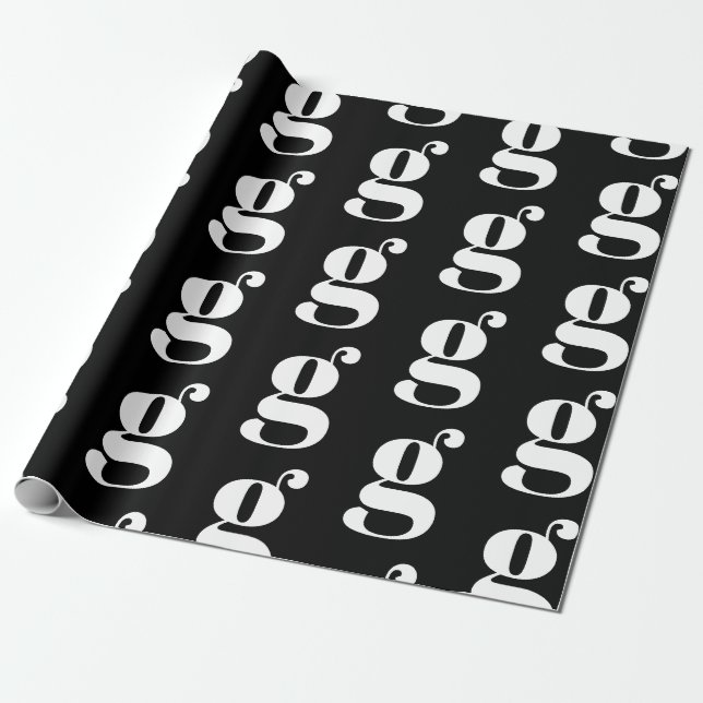 Modern svartvit anpassningsbar i monogram, första  presentpapper (Utrullad)