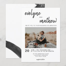 Modern svartvit avslappnad bröllop inbjudningar