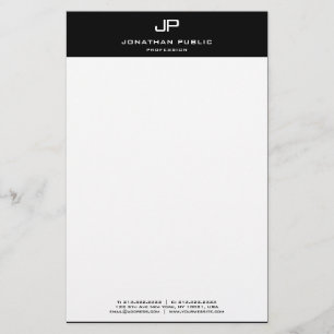 Modern svartvit Elegant, monogrammed svart mall Brevpapper