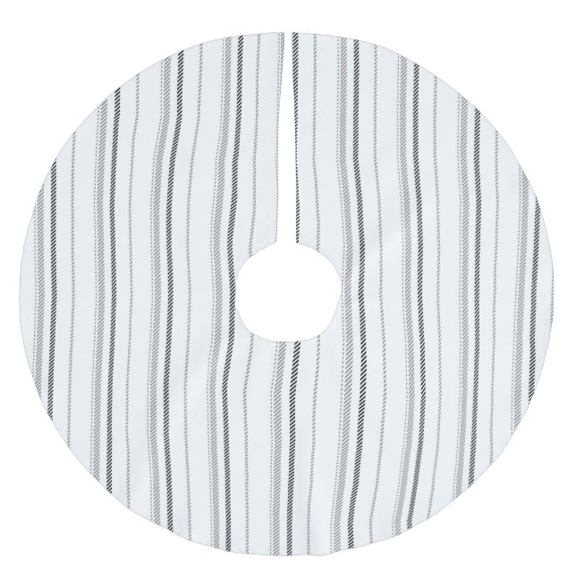 Modern svartvit grått-grafik rand mönster julgransmatta borstad polyester (Framsidan)