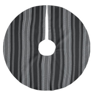 Modern svartvit grått-grafik rand mönster julgransmatta borstad polyester