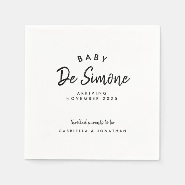 Modern svartvit Gravid - meddelande Pappersservett (Framsidan)