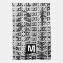 Modern svartvit greknyckelMonogram