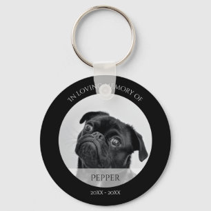 Modern svartvit Hund i Loving Memory Photo Nyckelring