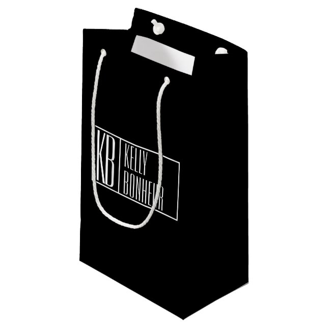 Modern, Svartvit, Initialer och Namn Logotyp (Framsidan Vinklad)