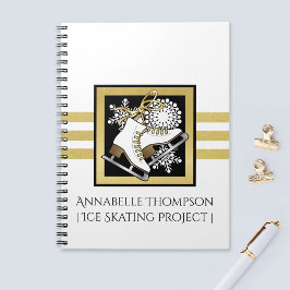 Modern svartvit isskal i Guld Glitter Anteckningsbok