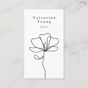 Modern svartvit konst blommigt teckning elegant visitkort