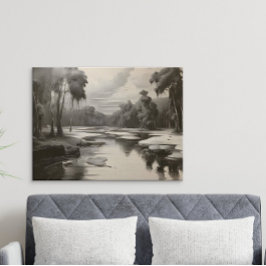 Modern svartvit liggande målning poster