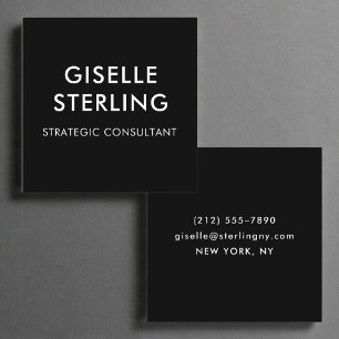 Modern svartvit lyxtypografi med minimala typograf fyrkantigt visitkort