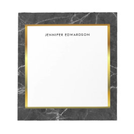 Modern svartvit marble monogram namn anteckningsbl anteckningsblock