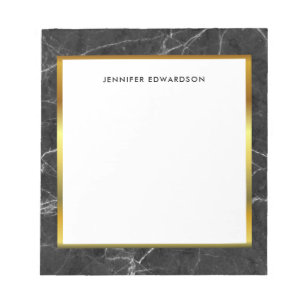 Modern svartvit marble monogram namn anteckningsbl anteckningsblock