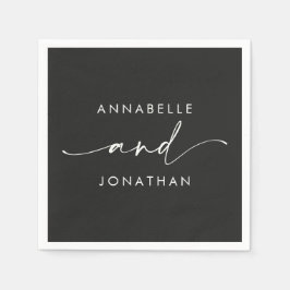Modern svartvit minimal enkel manusskript bröllop pappersservett