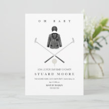 Modern svartvit, minimal inbjudan till golfbabydus