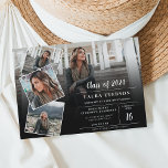 Modern svartvit minimalistisk bild studenten inbjudningar<br><div class="desc">Modern svartvit minimalistisk bild studenten med trendig-skriptkalligrafi,  lägg till fem av dina fem favoritfoton i en rutnätskoppling stil. Liggande layout</div>