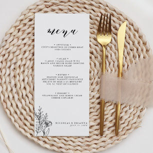 Modern svartvit minimalistisk Bröllop-monogram Meny
