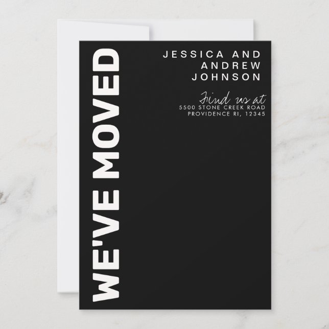 Modern svartvit minimalistisk Flytta-varning Meddelande (Framsida)