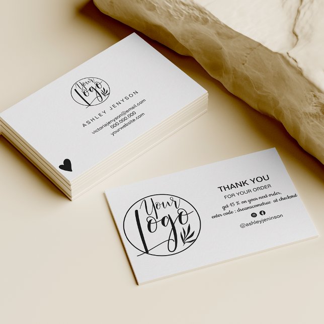 Modern svartvit minimalistisk logotyp tack visitkort (Skapare uppladdad)