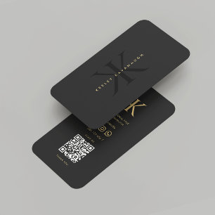 Modern svartvit monogram K-Professionell Visitkort